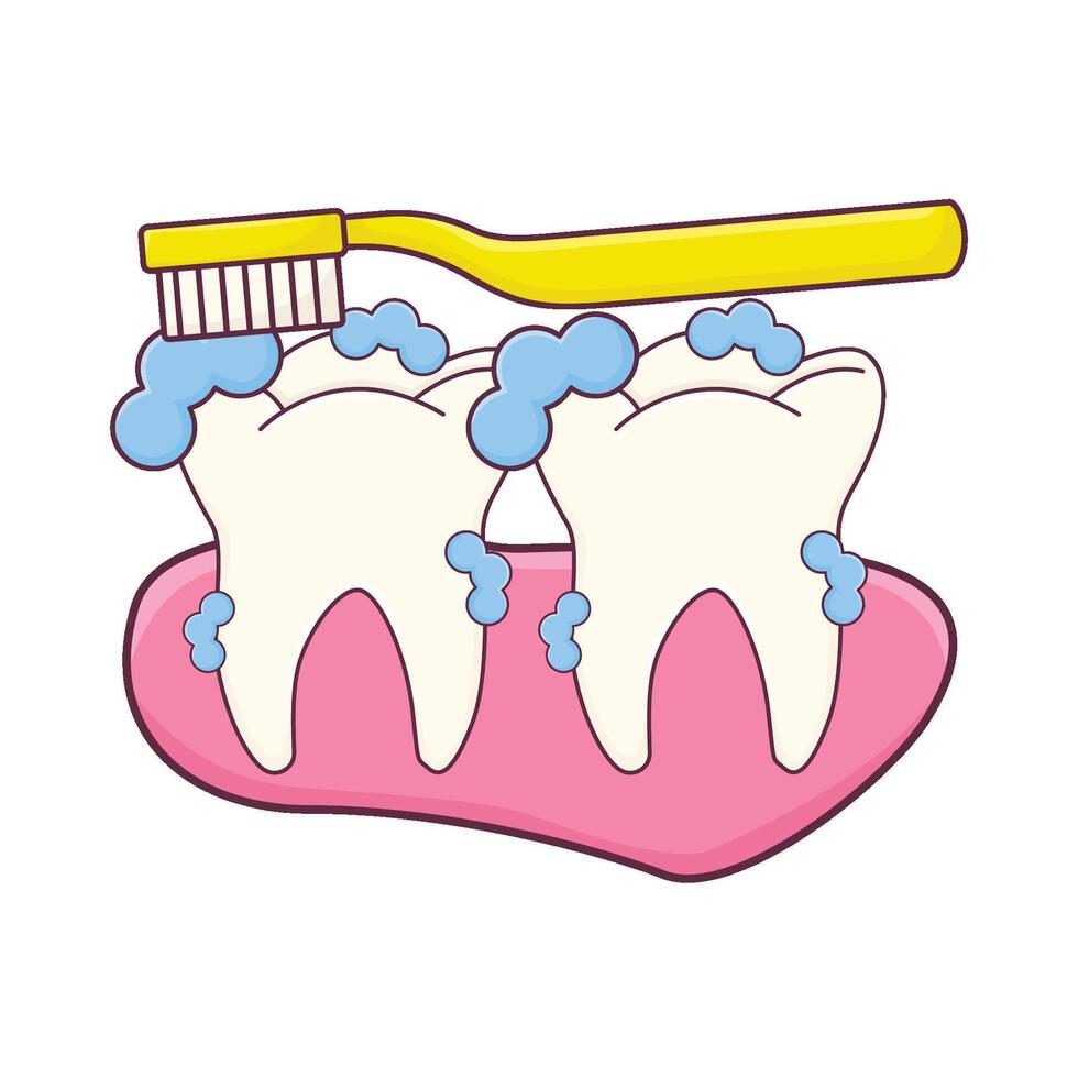 Illustration of brushing teeth vector