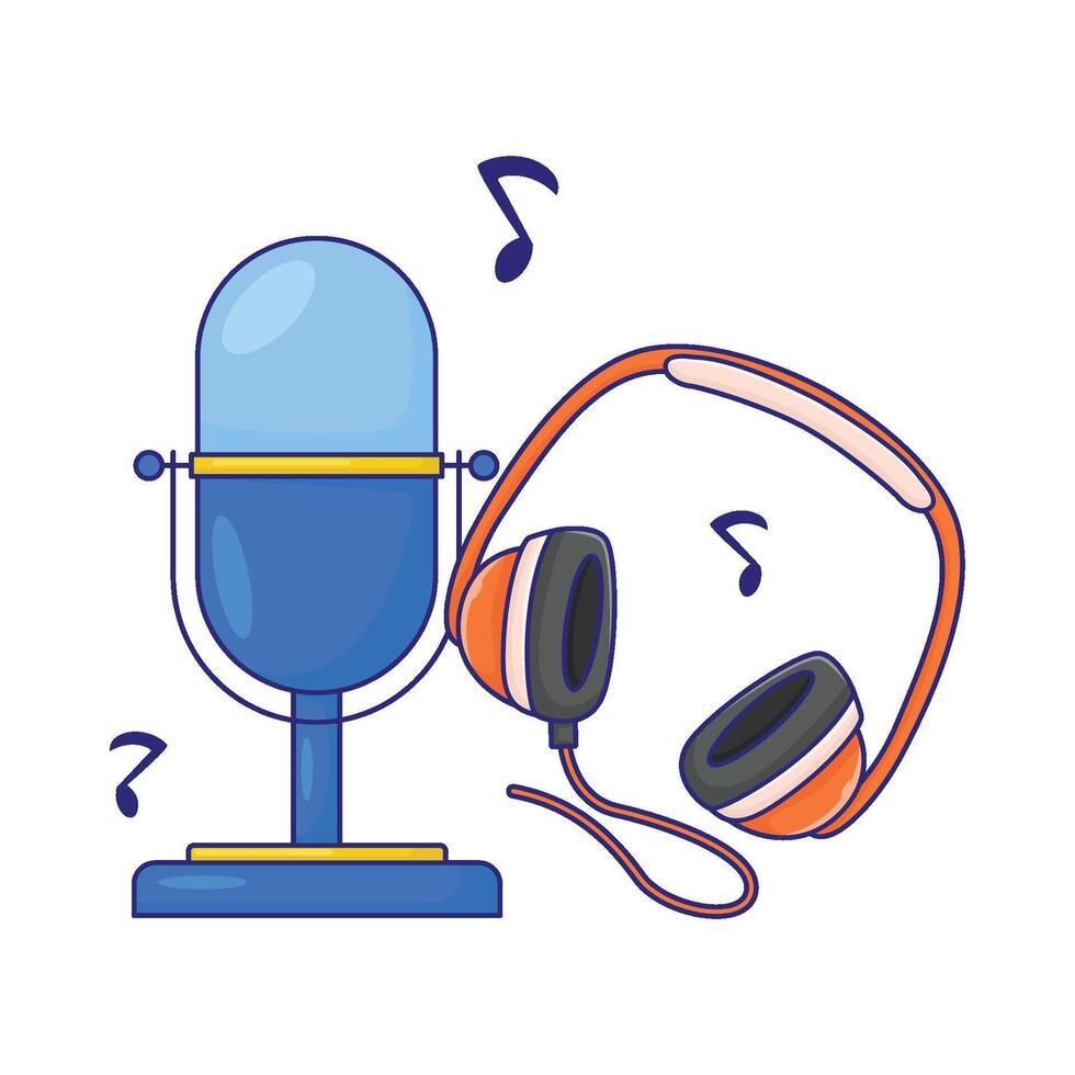 Illustration of headphone with microphone vector