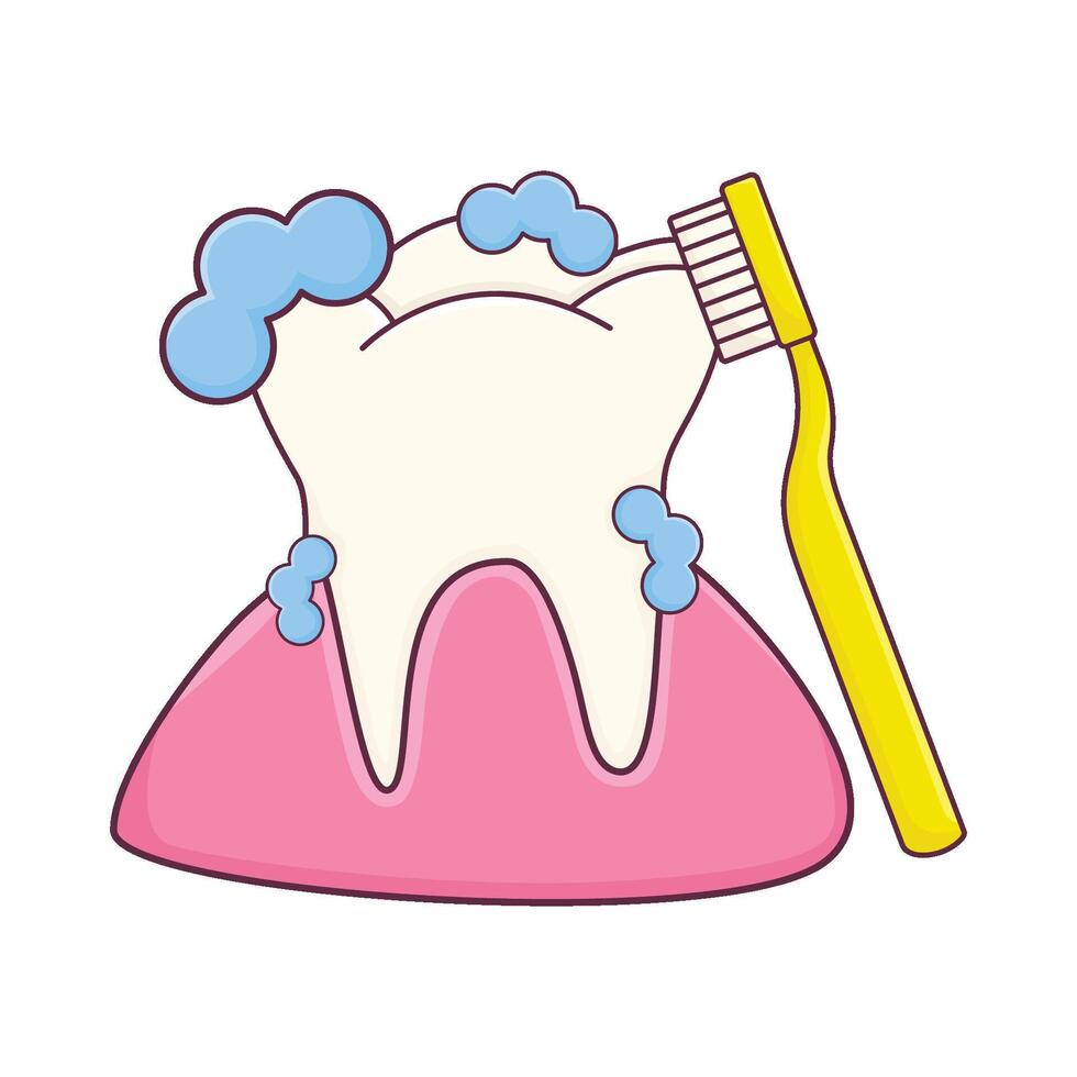 Illustration of brushing teeth vector