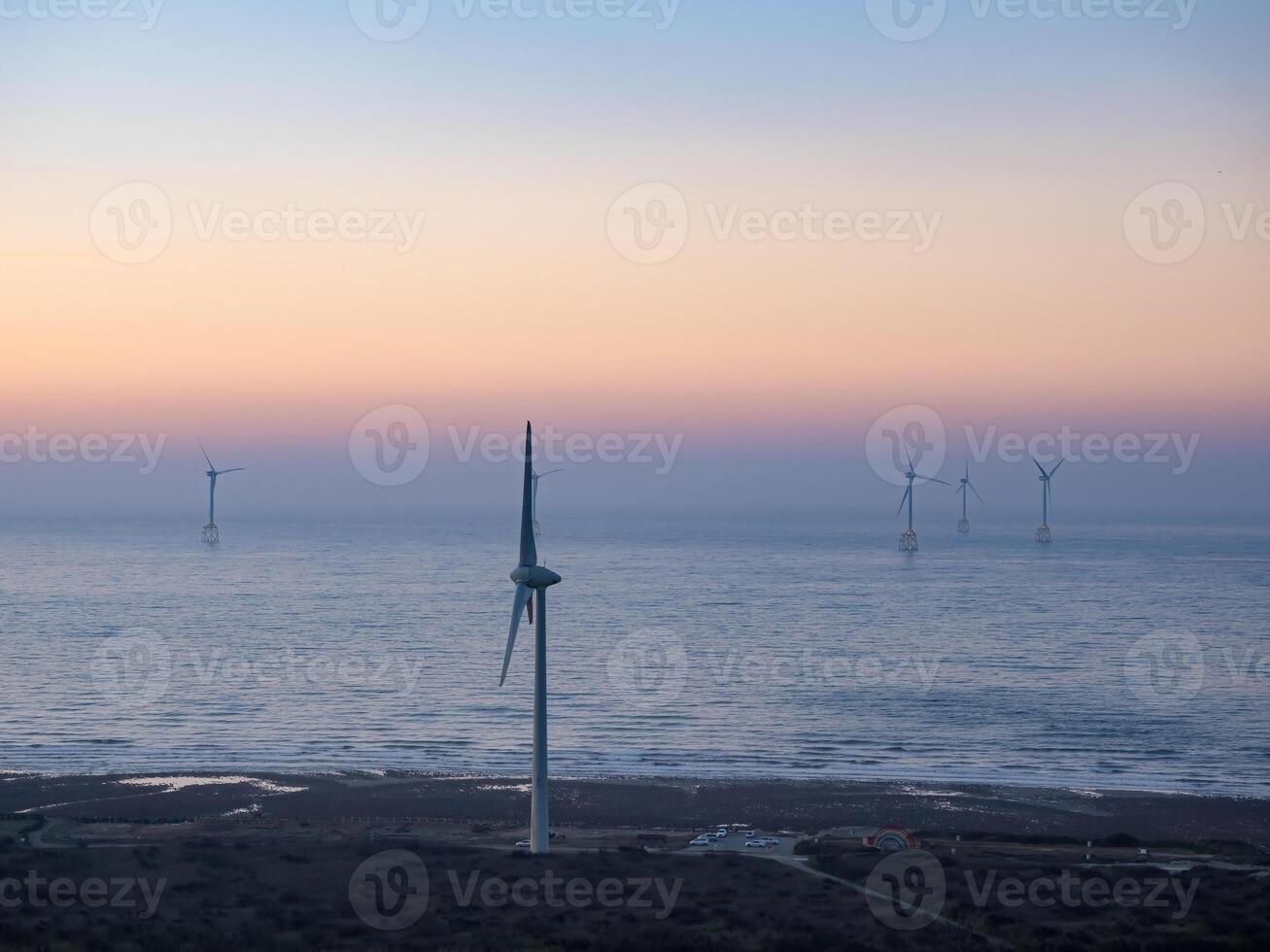 Offshore Wind Turbines Farm in Taiwan. photo