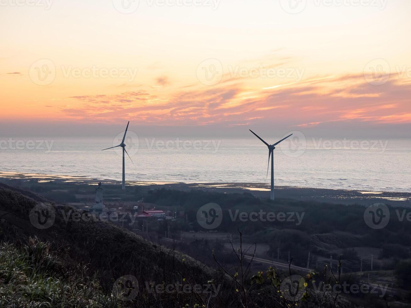 Offshore Wind Turbines Farm in Taiwan. photo