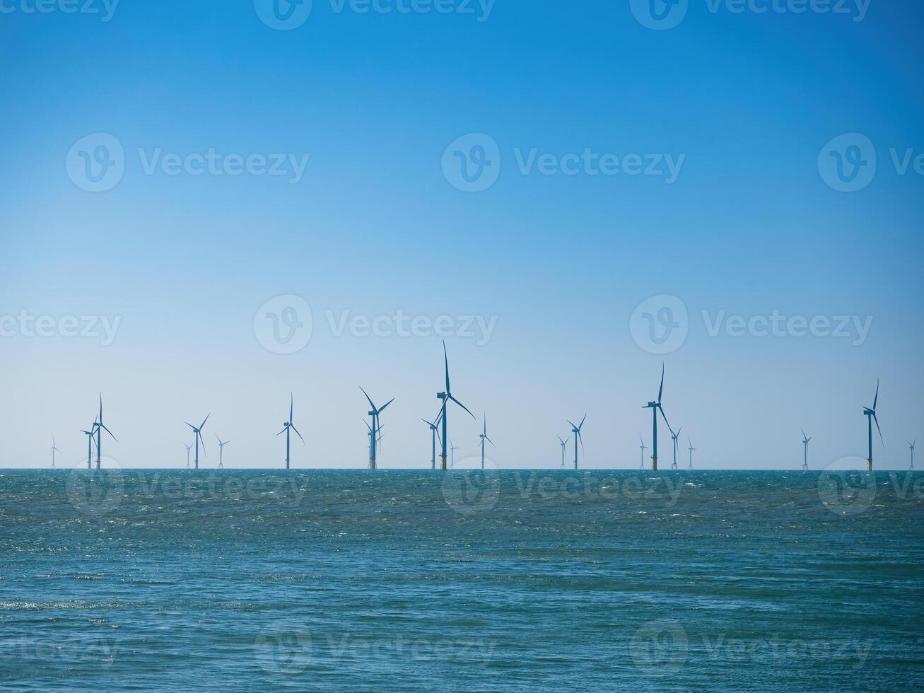 Offshore Wind Turbines Farm in Taiwan. photo