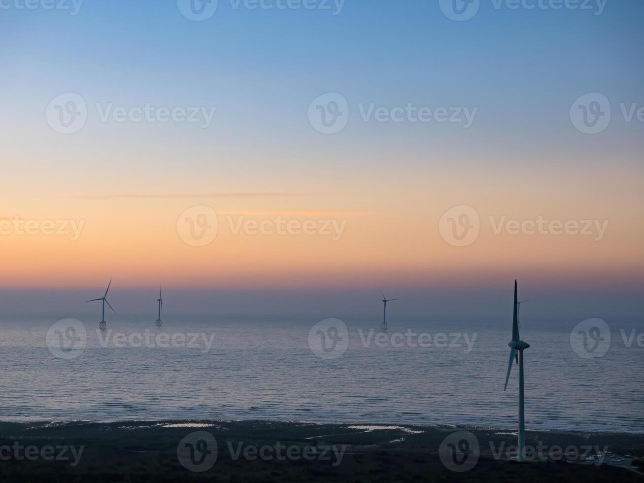 Offshore Wind Turbines Farm in Taiwan. photo