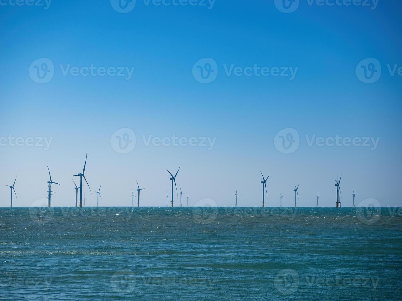 Offshore Wind Turbines Farm in Taiwan. photo