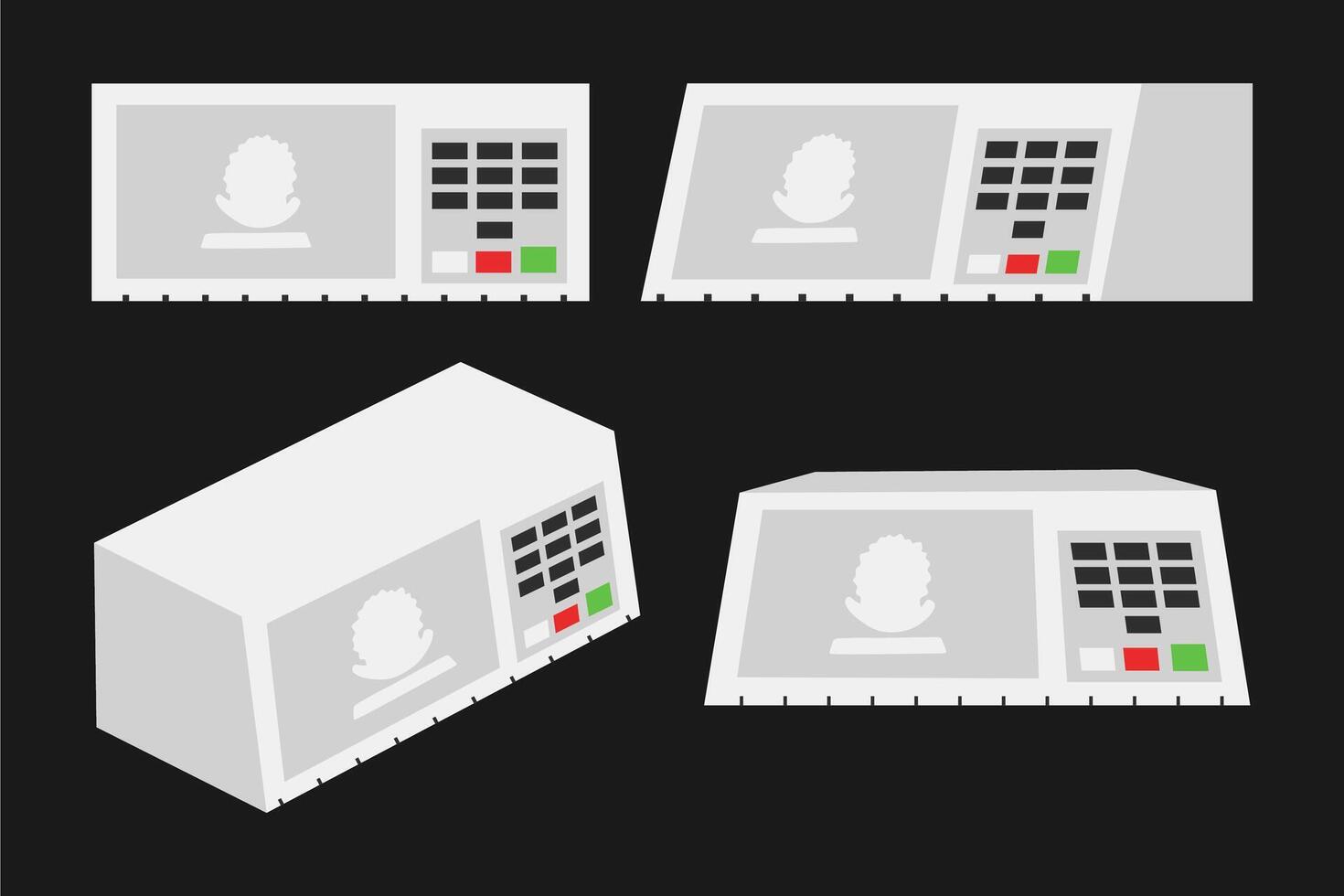 Set Vector Electronic voting machine Used in Brazilian Elections Voting Dark Background