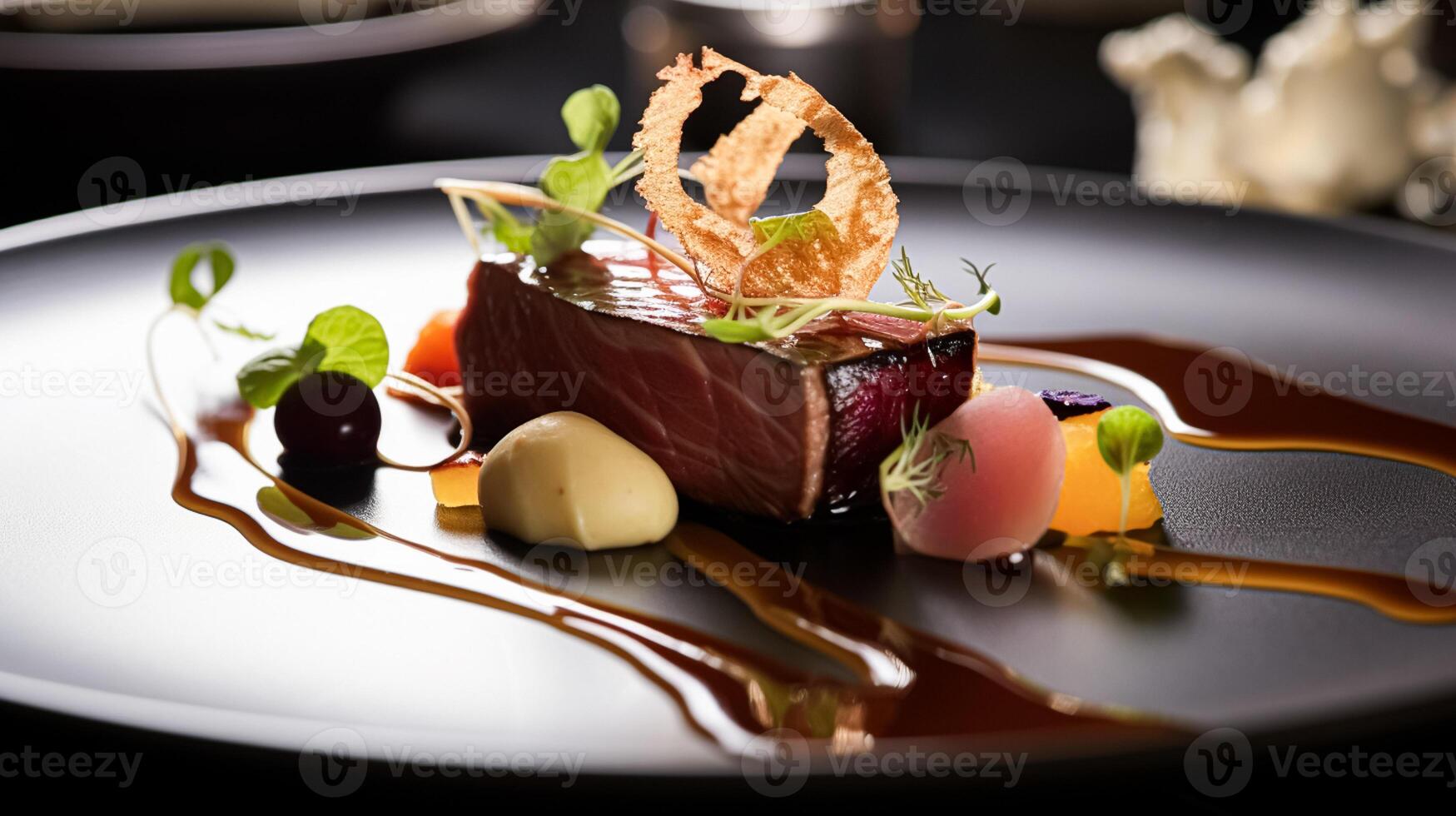 AI generated Food, hospitality and room service, starter appetisers as English countryside exquisite cuisine in hotel restaurant a la carte menu, culinary art and fine dining photo