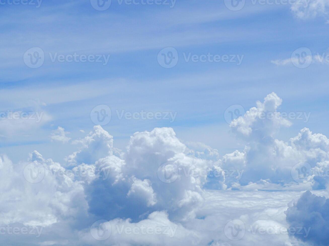 Aerial view of sky seen through the airplane window. Space for text photo