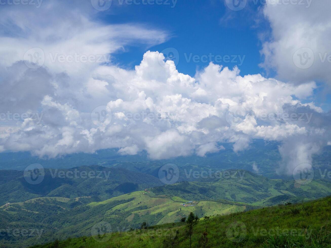 Beautiful scenic view landscape of mountains in Chiang Rai province border of Thailand and Myanmar photo