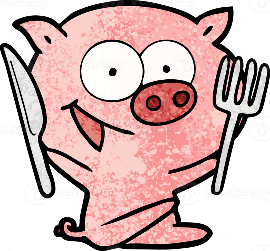 cheerful sitting pig cartoon png