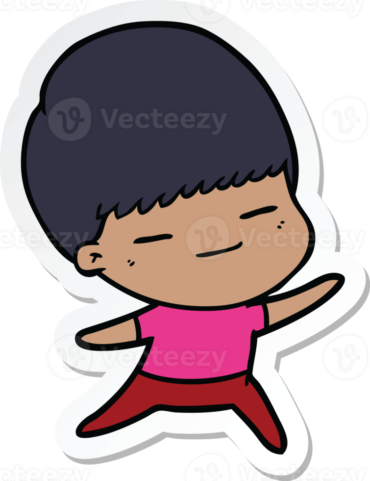 sticker of a cartoon smug boy png