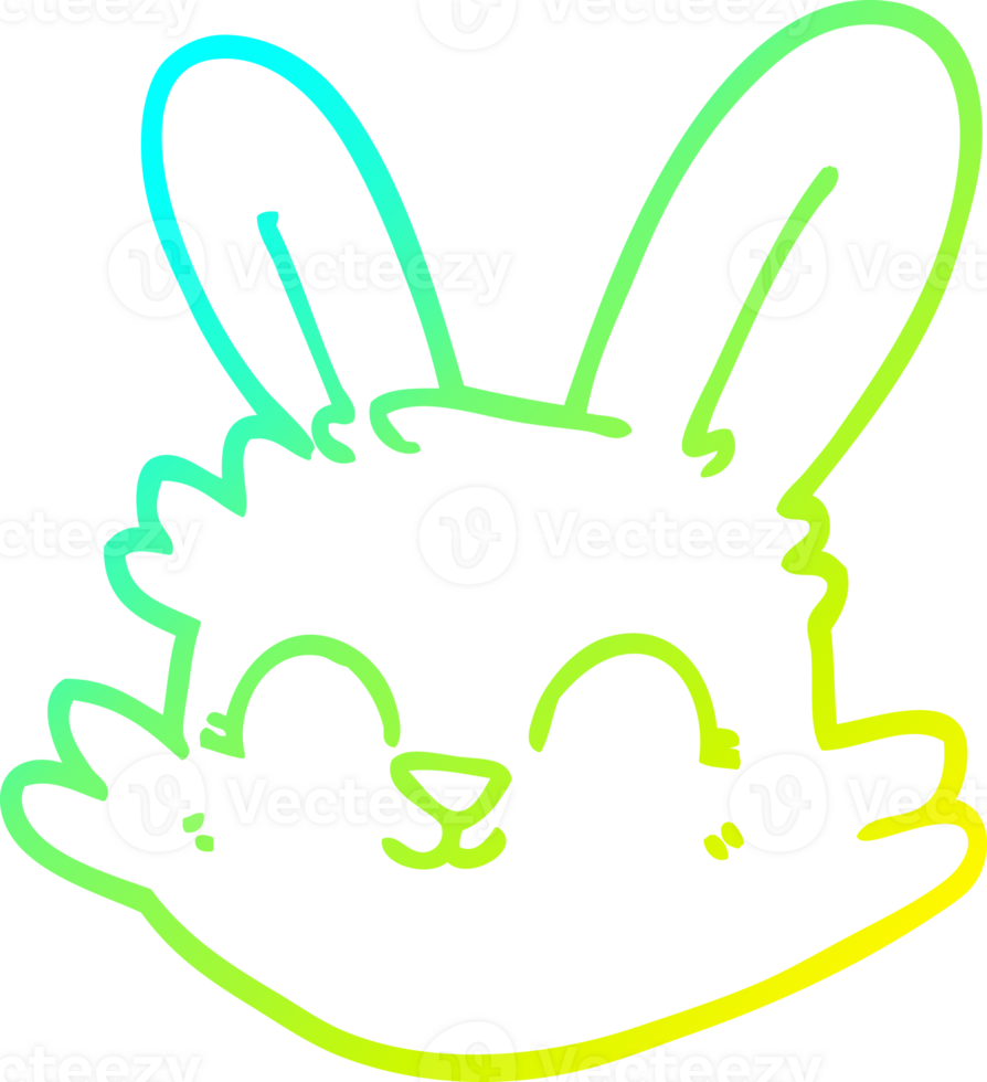 cold gradient line drawing of a cartoon happy rabbit png