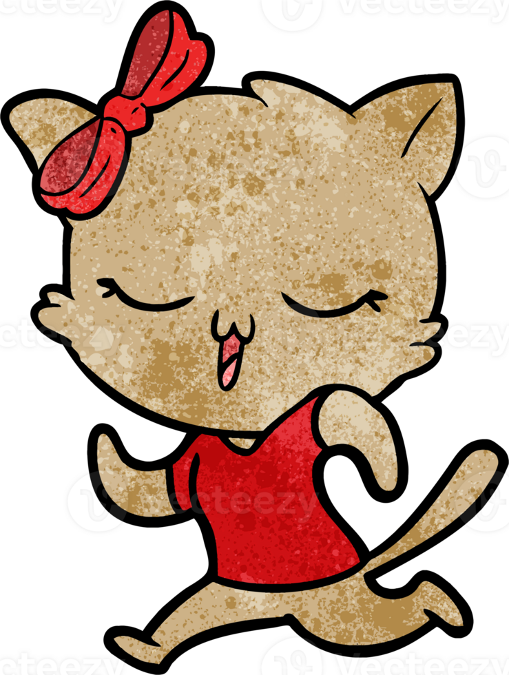 cartoon cat with bow on head png