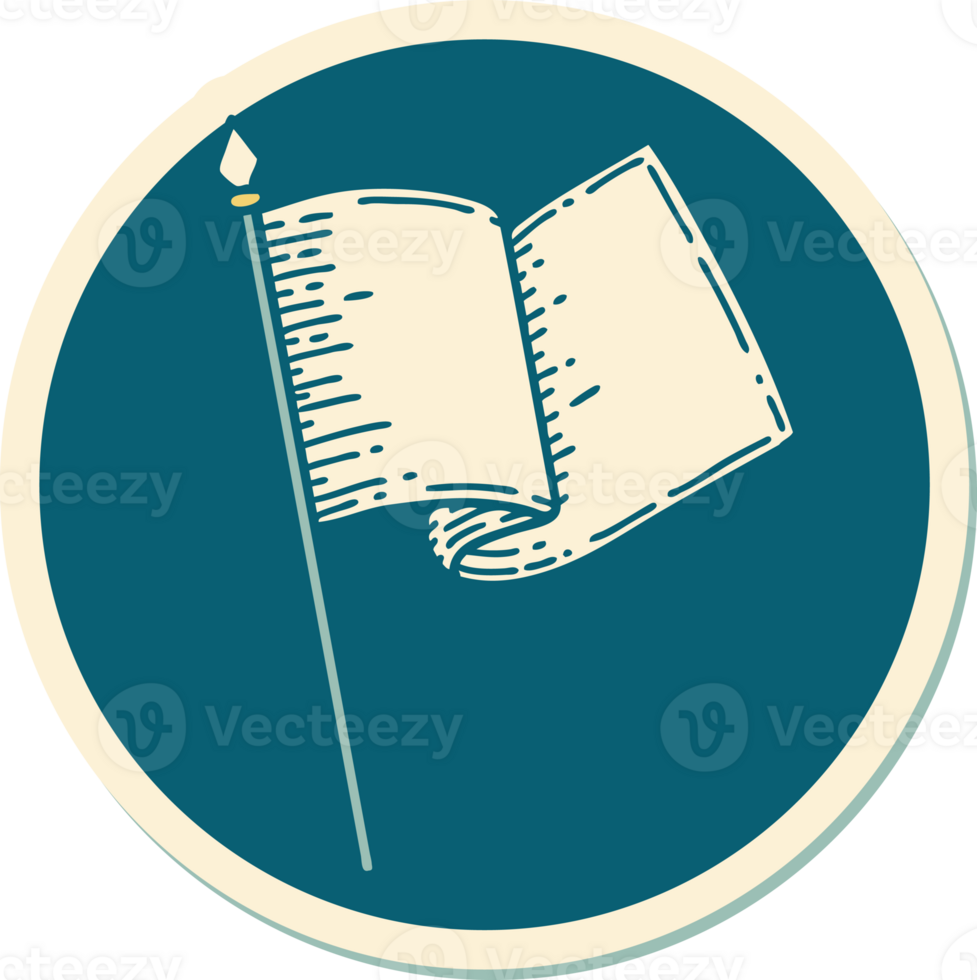 sticker of tattoo in traditional style of a white flag png