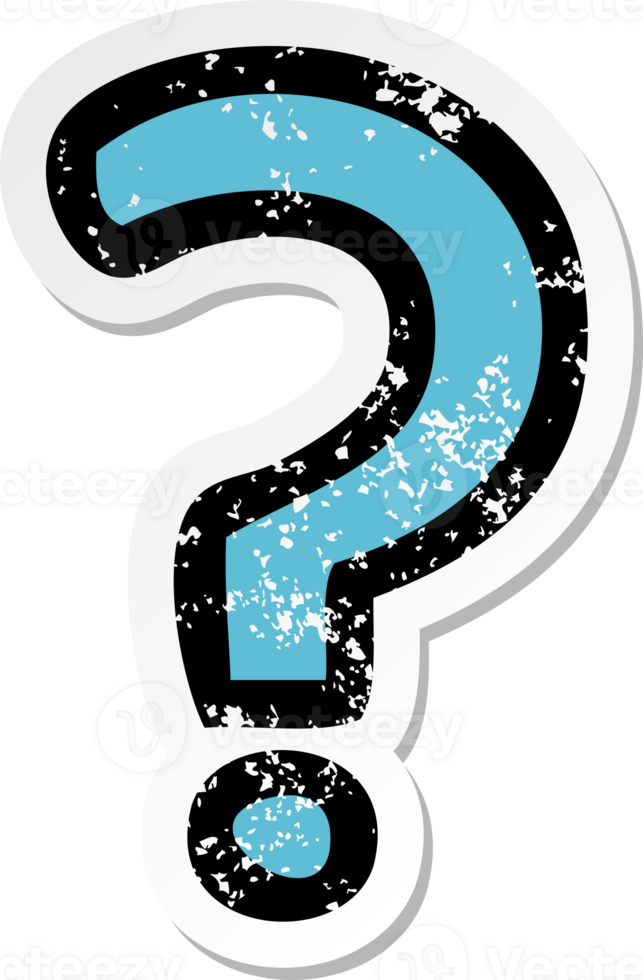 distressed sticker of a cute cartoon question mark png