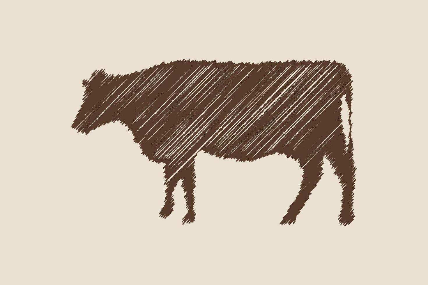 Vintage engraving isolated cow set illustration ink sketch. vector