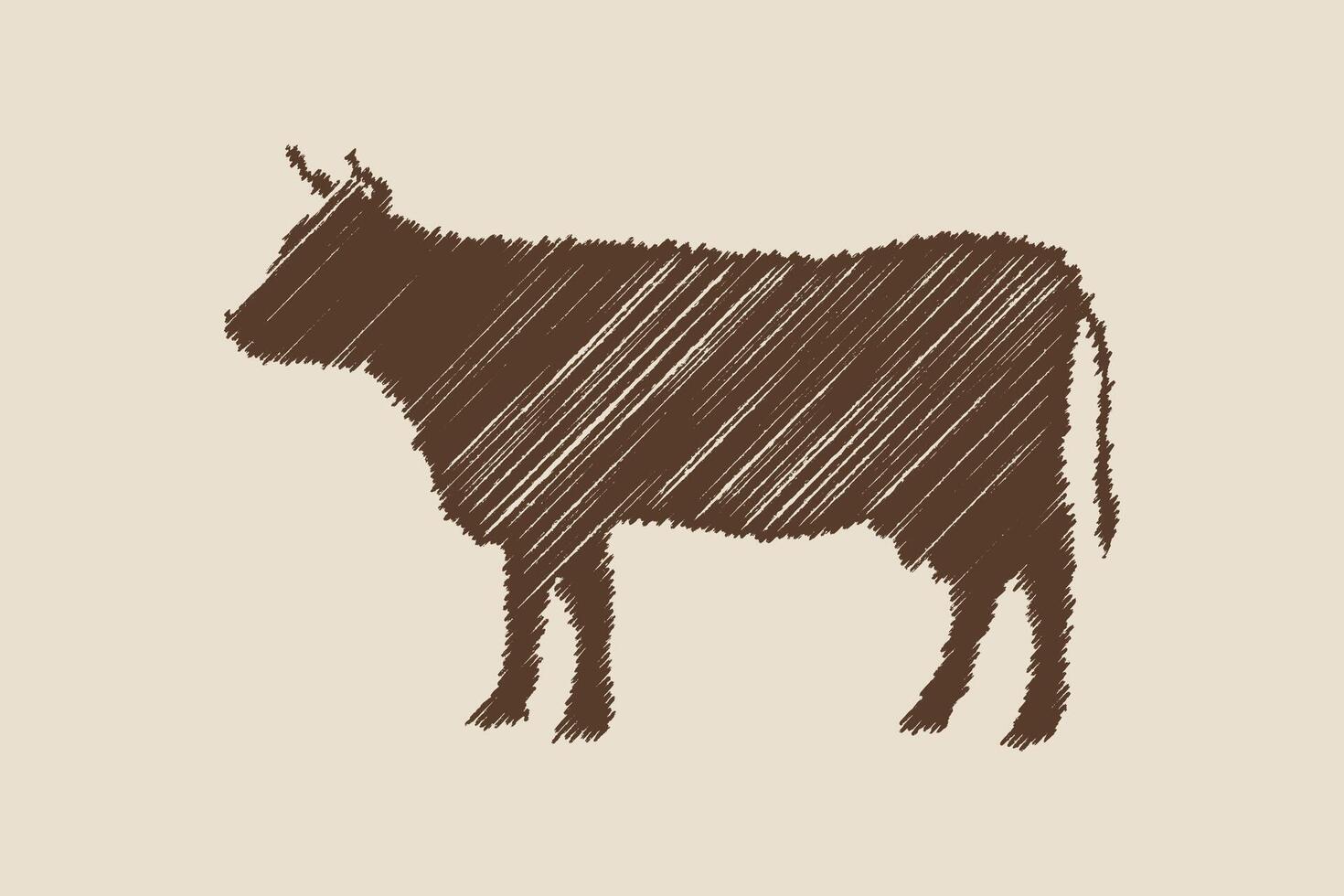 Vintage engraving isolated cow set illustration ink sketch. vector