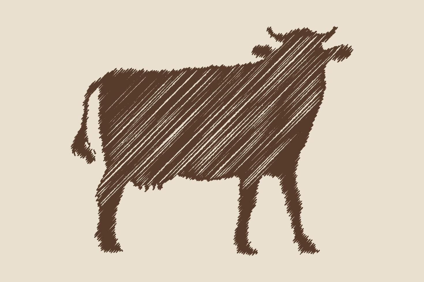 Vintage engraving isolated cow set illustration ink sketch. vector