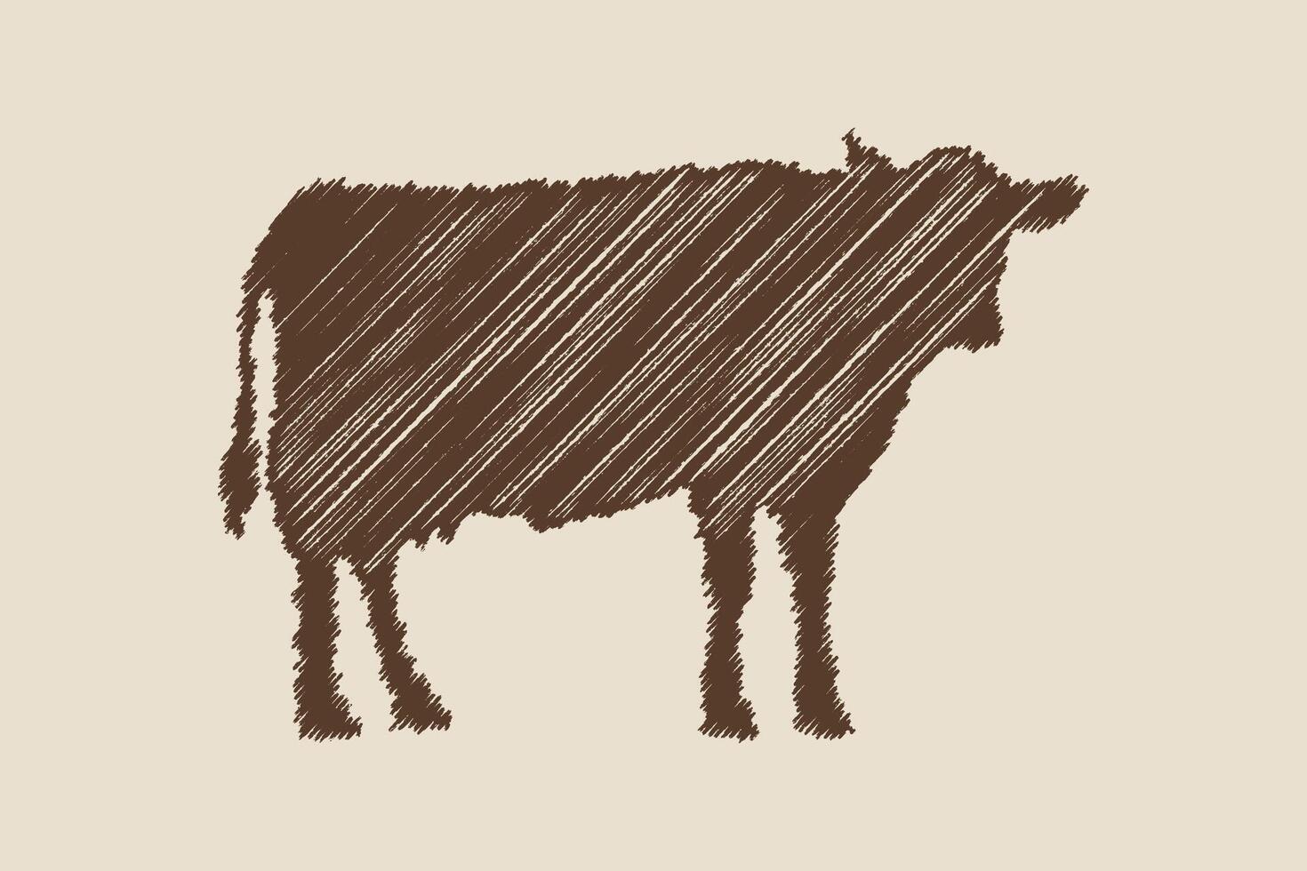 Vintage engraving isolated cow set illustration ink sketch. vector