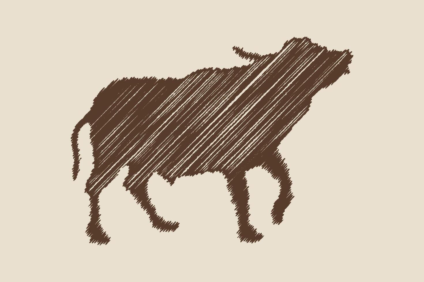 Vintage engraving isolated cow set illustration ink sketch. vector