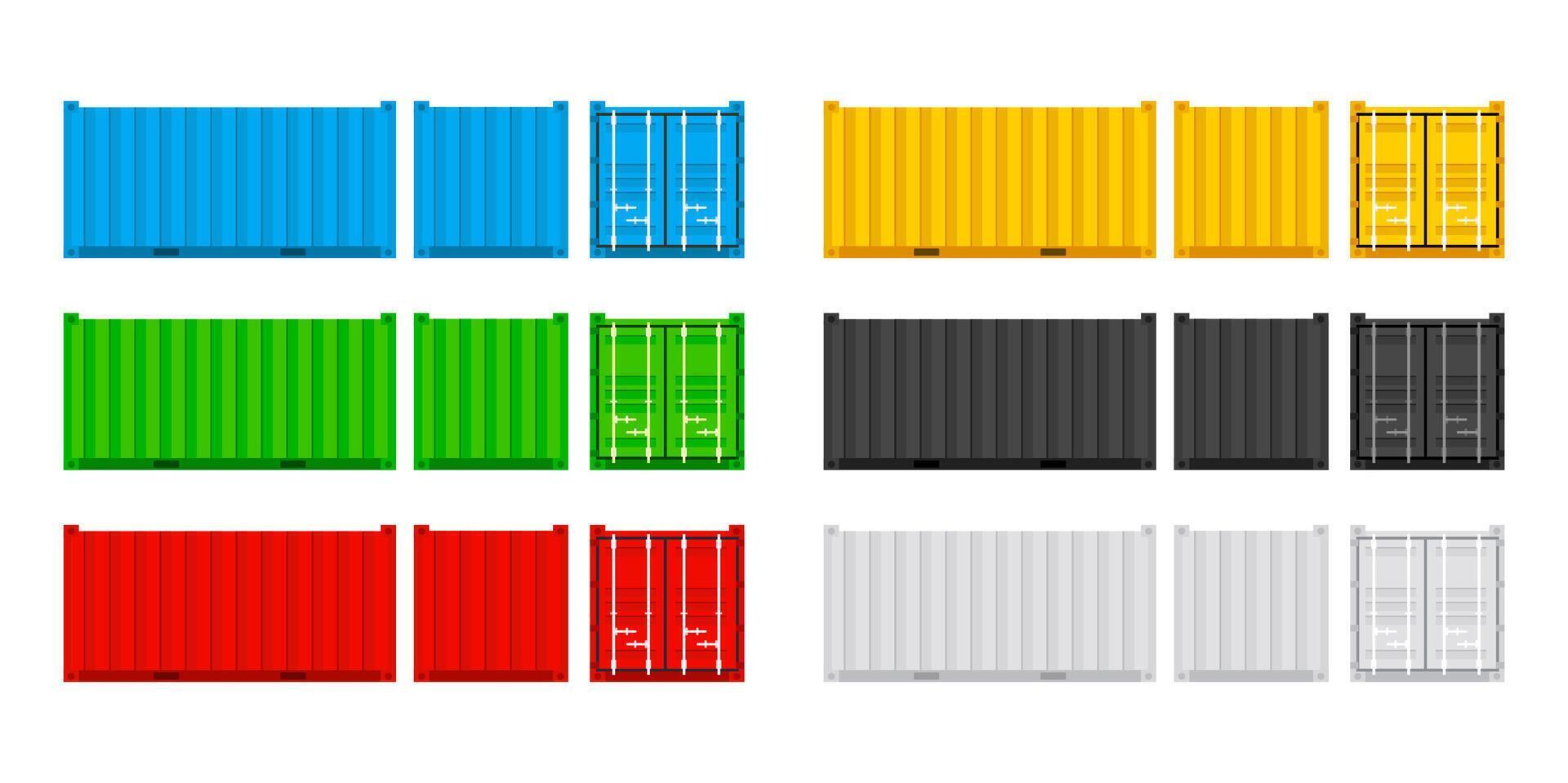 Set cargo containers. Freight Shipping, delivery and transportation. Vector illustration