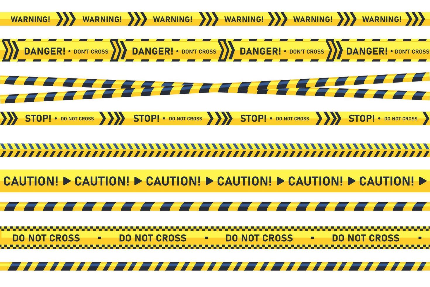 Police danger caution. Crime line tape. Danger area or crime scene zone. Vector illustration