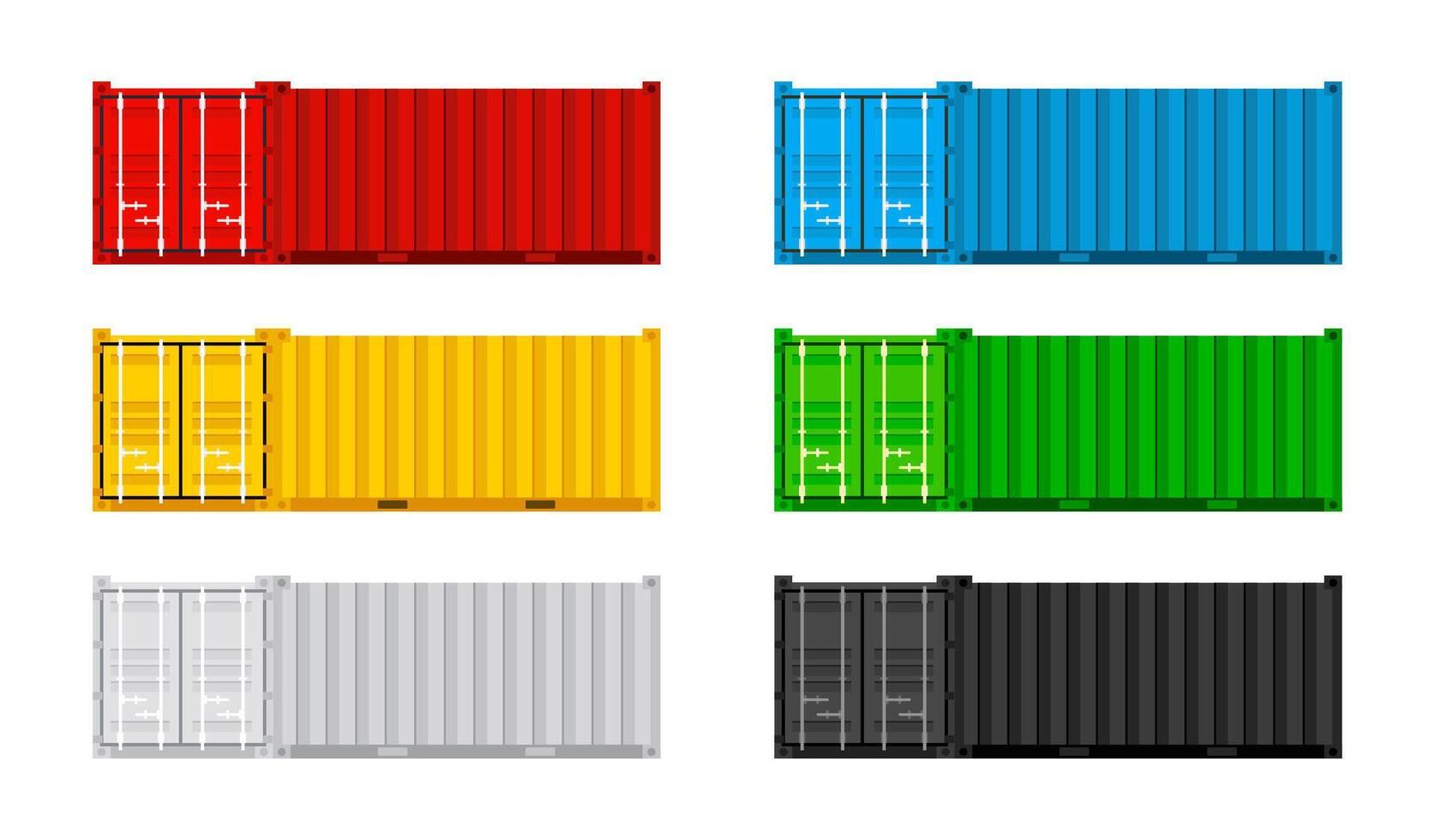 Set cargo containers. Freight Shipping, delivery and transportation. Vector illustration