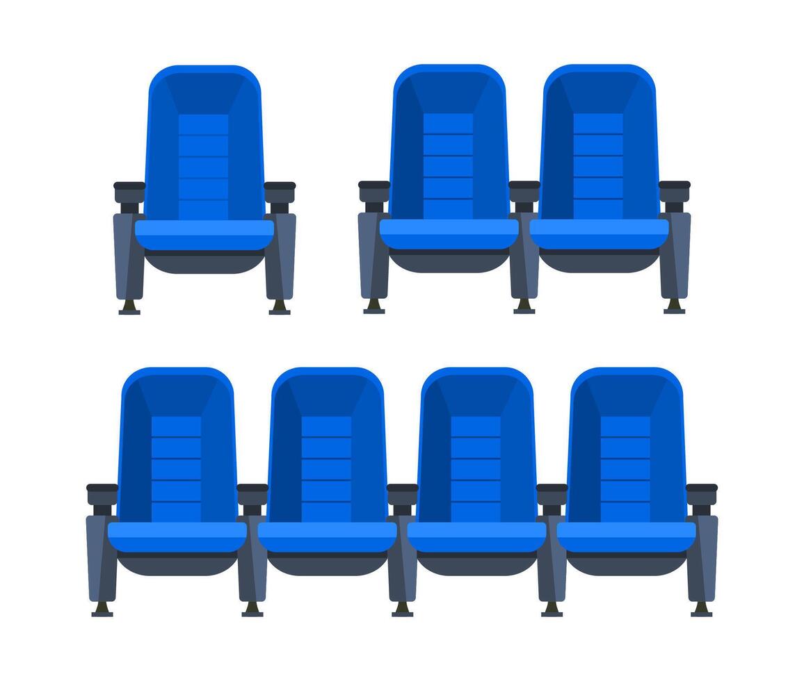 azul película teatro asientos para cómodo acecho película. cine silla. vector ilustración