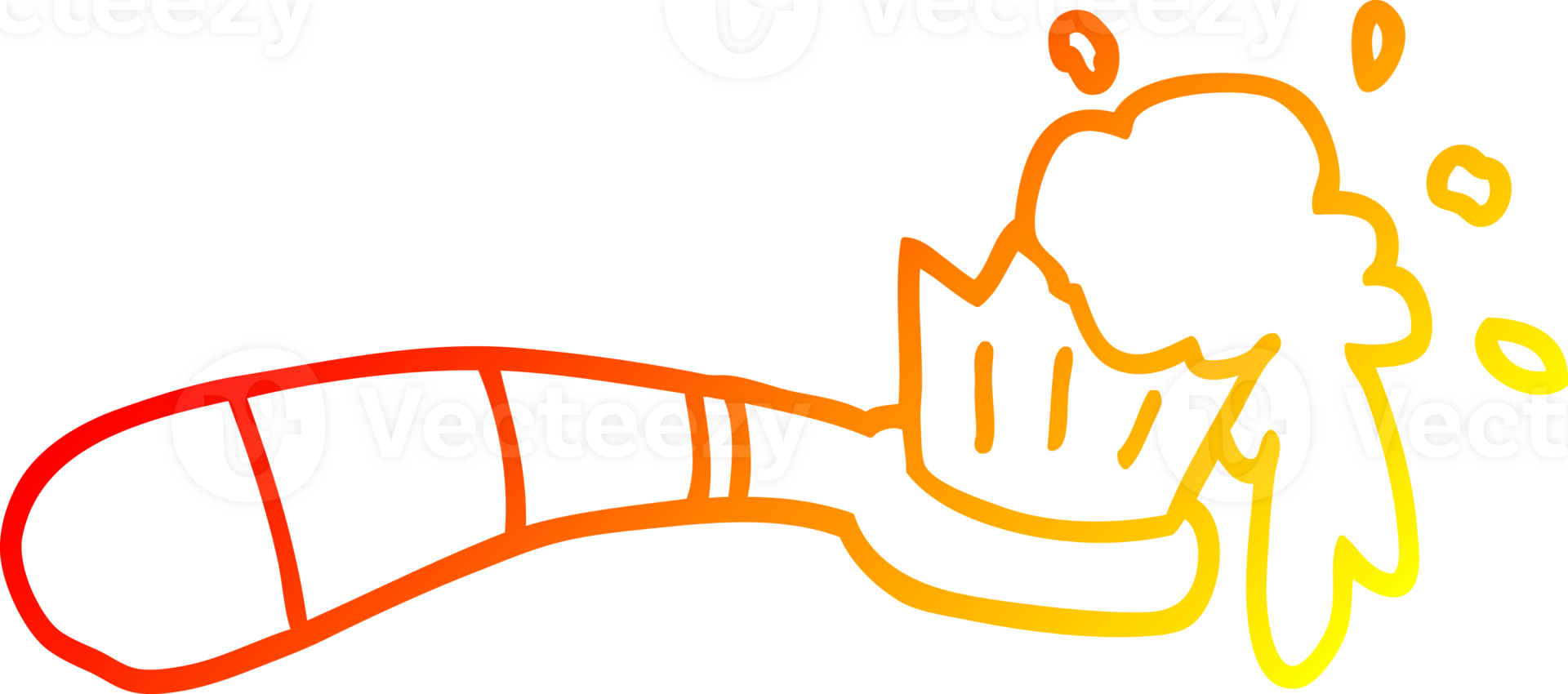 warm gradient line drawing of a cartoon toothbrush png