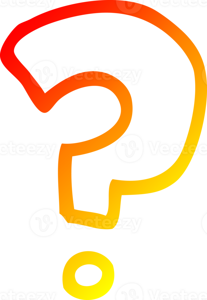 warm gradient line drawing of a cartoon question mark png