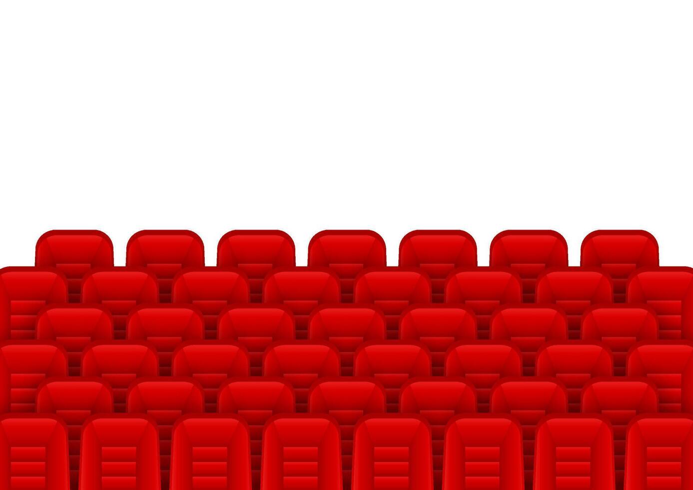 Red movie theater seats for comfortable watching film. Cinema chair. Vector illustration