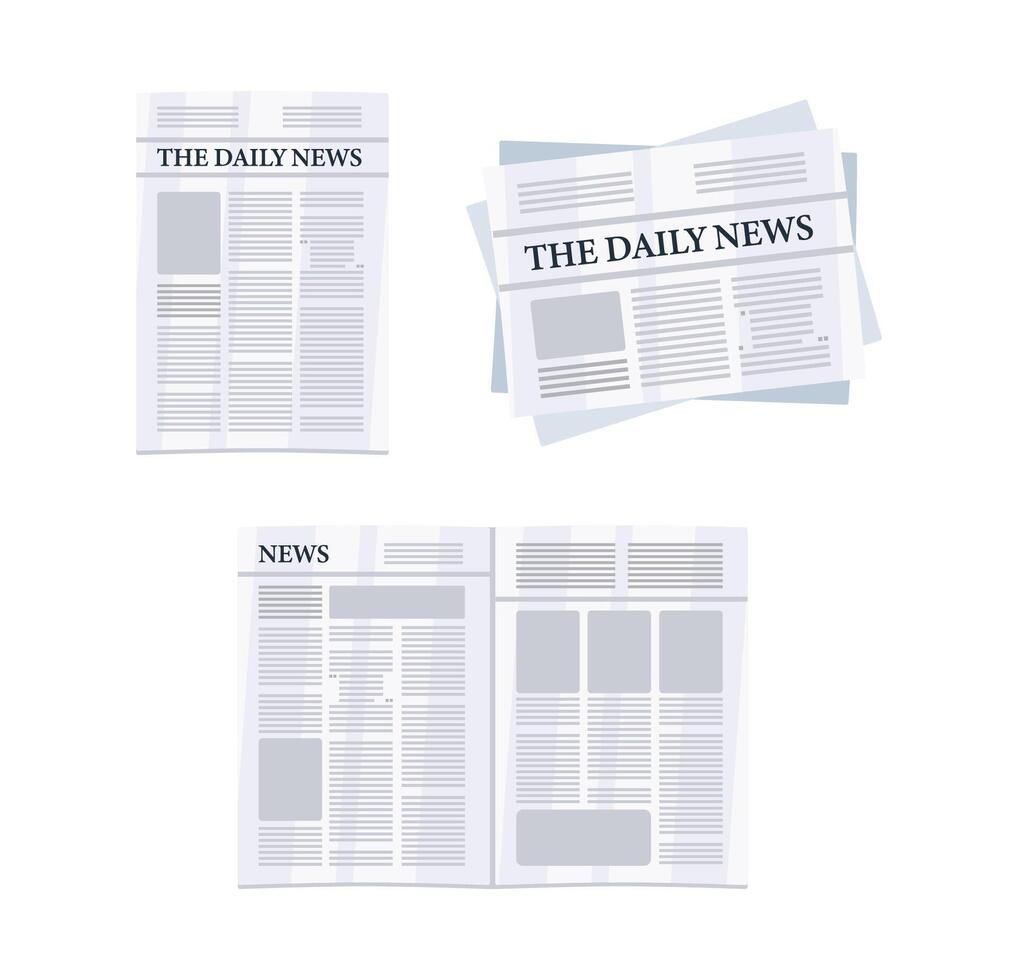 conjunto papel periódico. mundo y diario noticias. vector ilustración