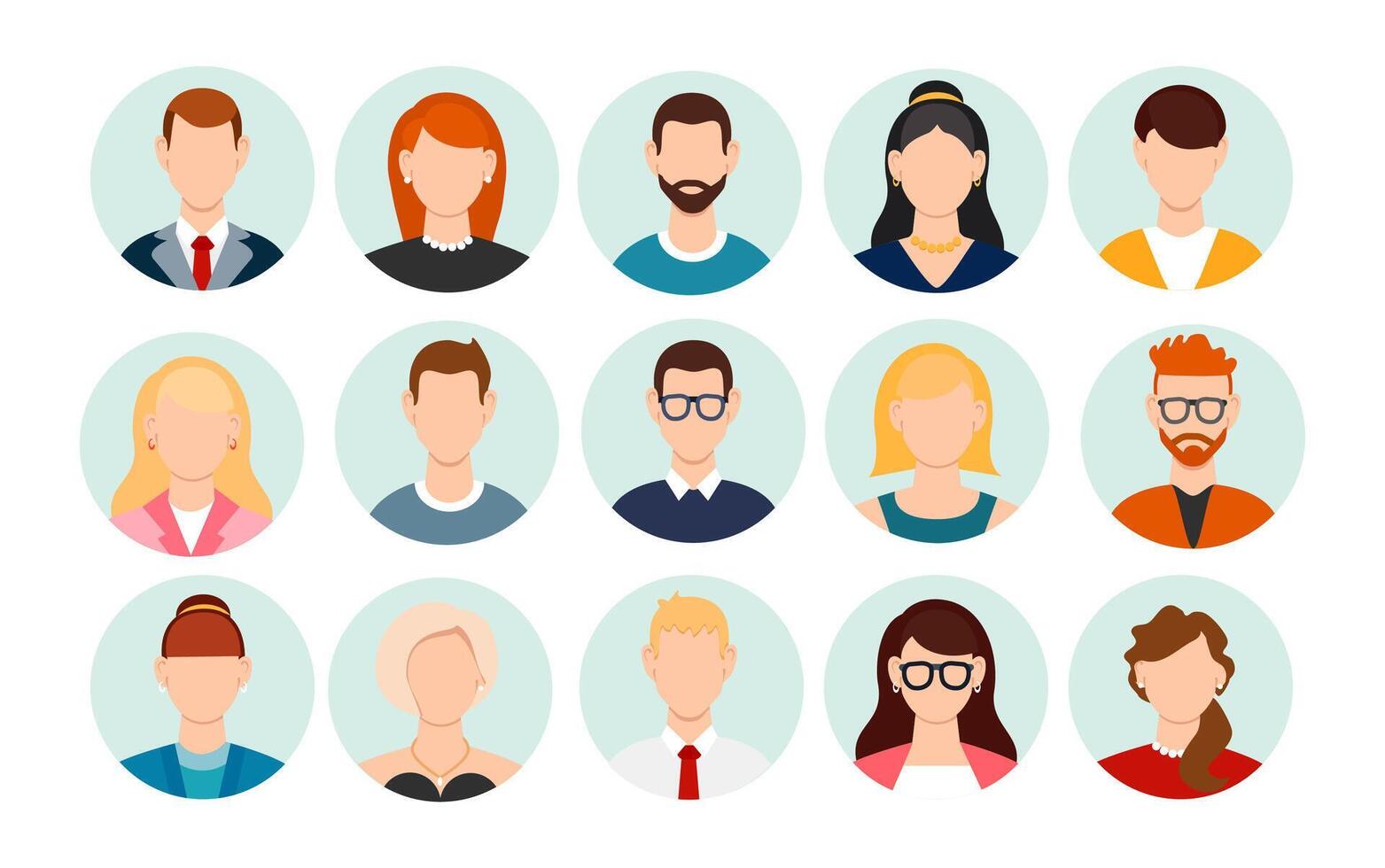 Set of different people avatars. User avatar in circle. Vector illustration