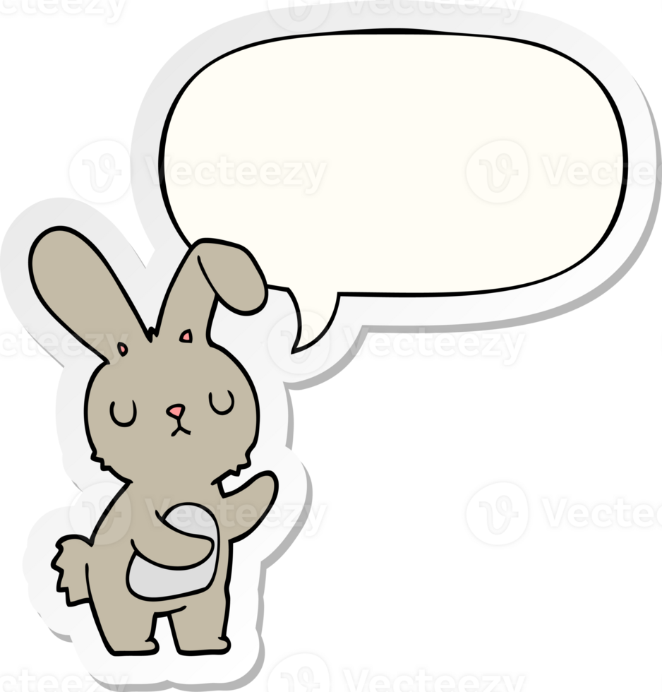 cute cartoon rabbit with speech bubble sticker png