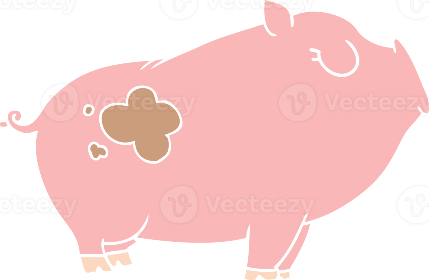 flat color style cartoon pig png