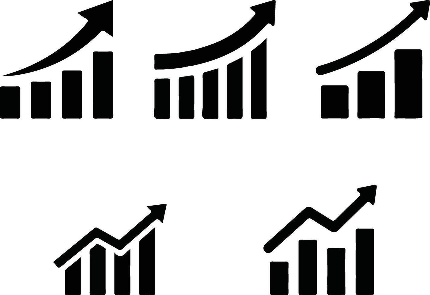 Growth bar graph icon in black on a white background. Vector illustration