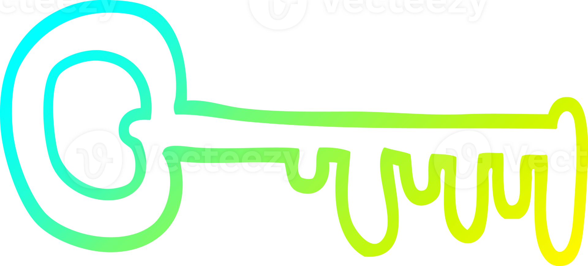 cold gradient line drawing of a cartoon gold key png