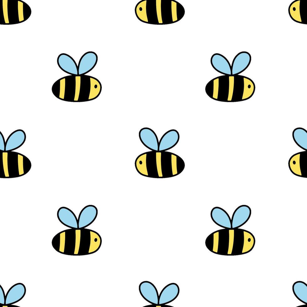 sin costura sencillo modelo con linda abeja. vector antecedentes con gracioso abeja o abejorro en blanco