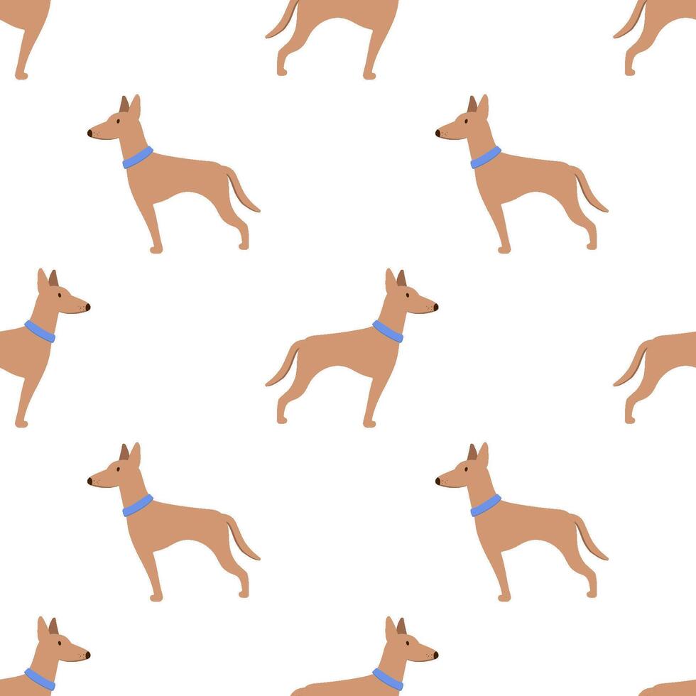Vector seamless pattern with cute dog isolated on white