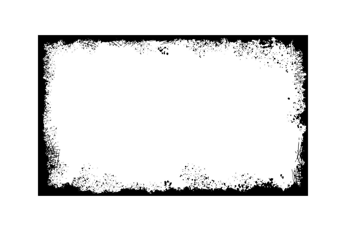 Grunge distressed frame. Ink empty black border. Vector illustration isolated on white background.