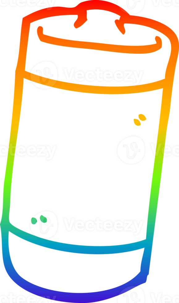rainbow gradient line drawing of a cartoon battery png