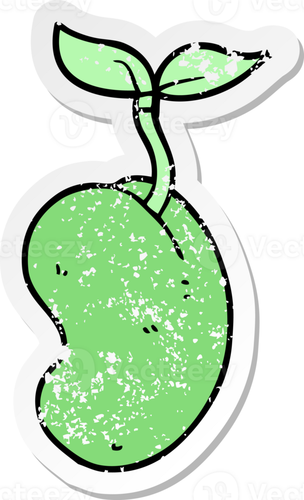 distressed sticker of a cartoon sprouting seed png