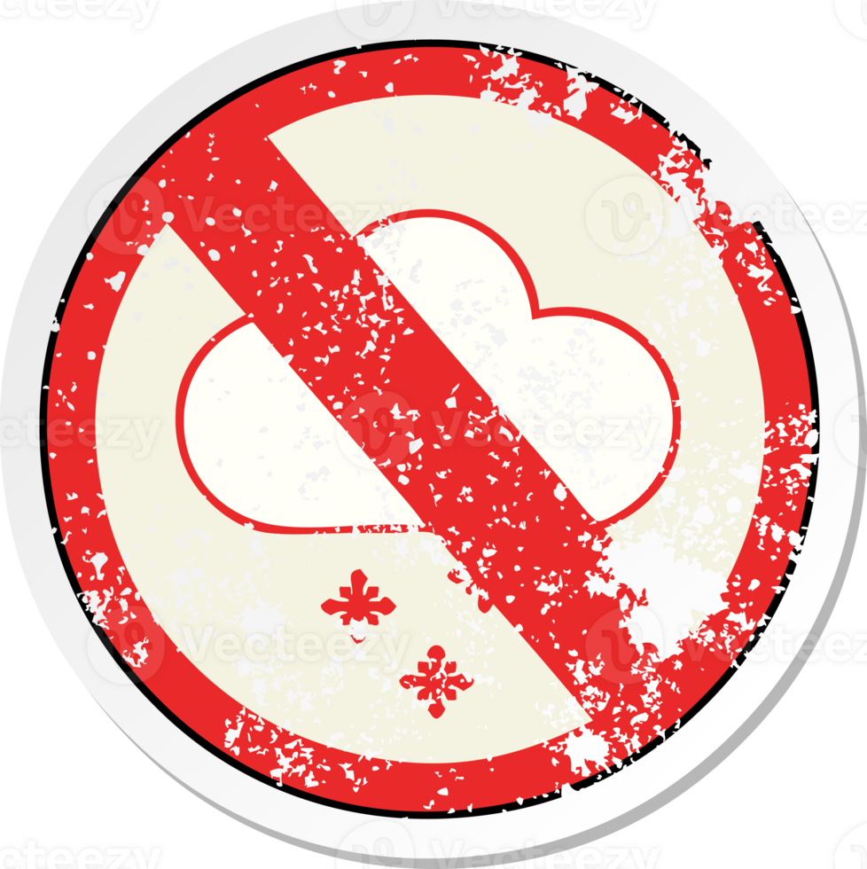 distressed sticker of a cute cartoon no snow allowed sign png