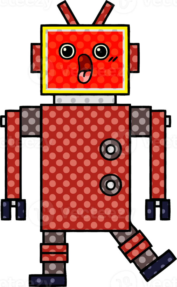 comic book style cartoon of a robot png
