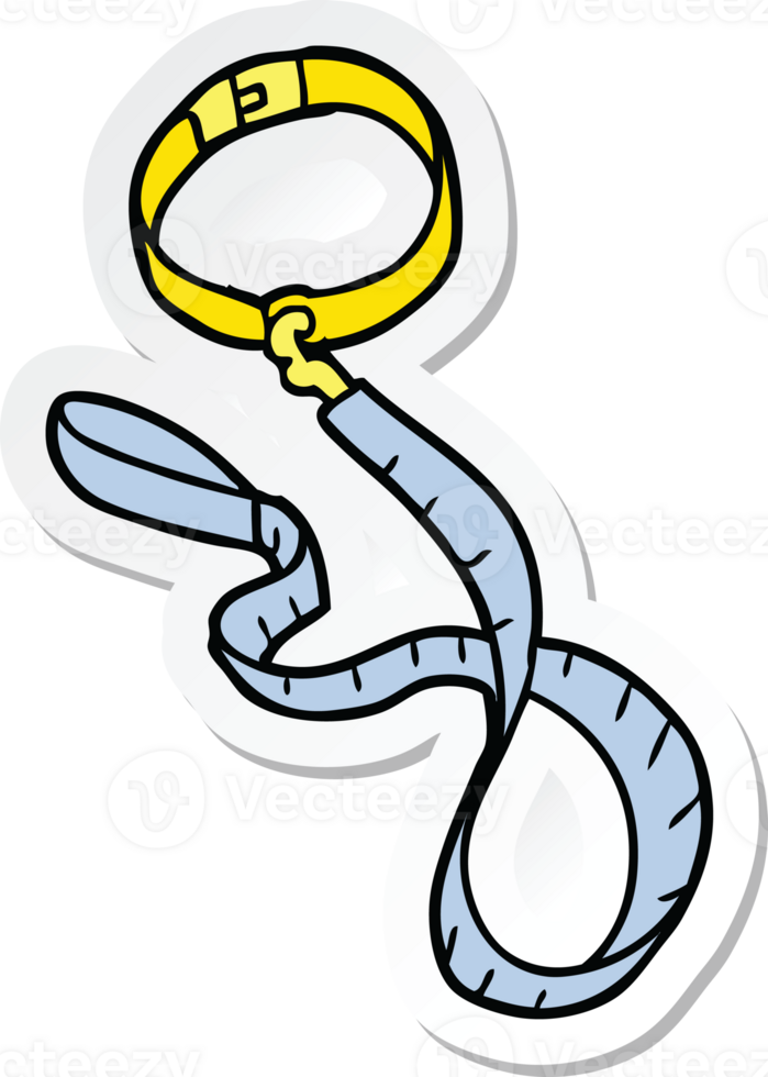 sticker of a cartoon dog collar and leash png