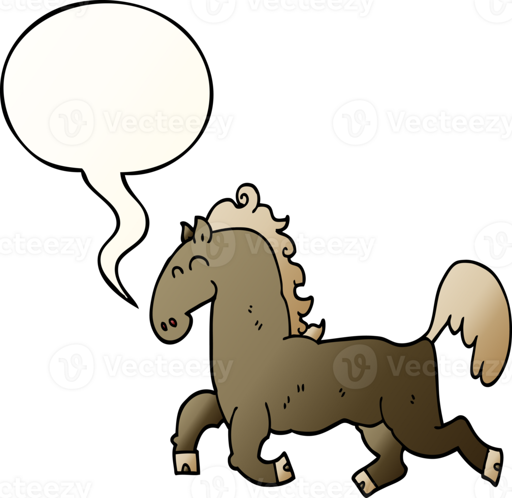 cartoon stallion with speech bubble in smooth gradient style png