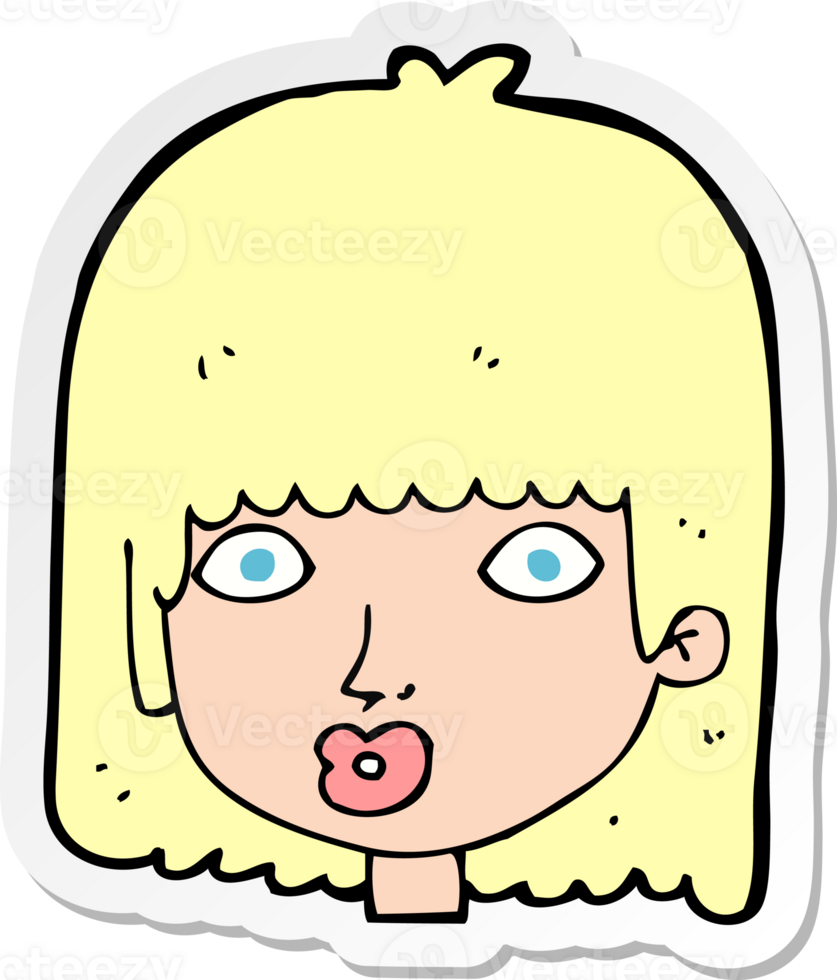 sticker of a cartoon surprised woman png
