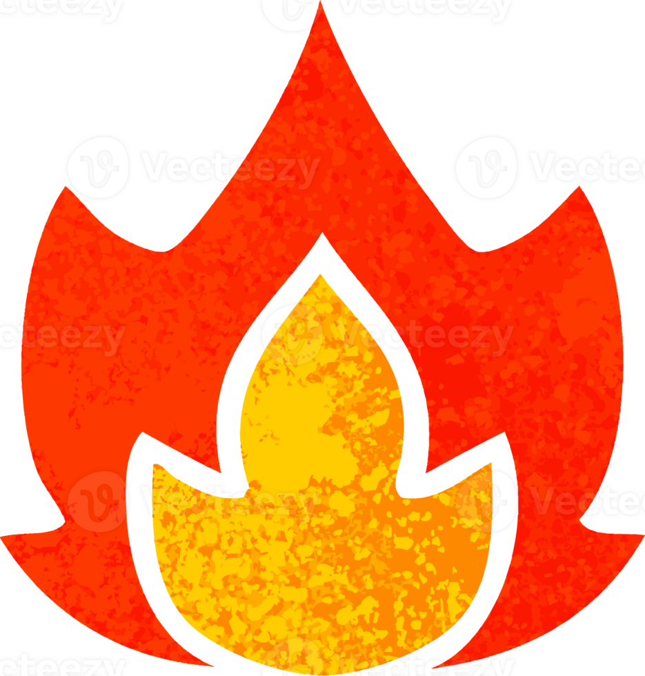 retro illustration style cartoon of a fire png
