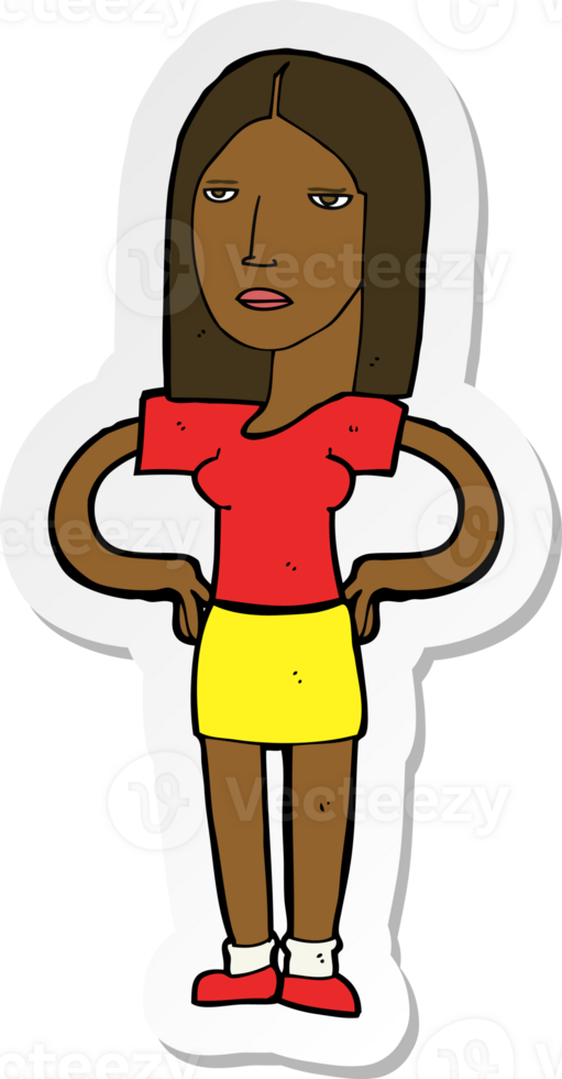 sticker of a cartoon woman with hands on hips png
