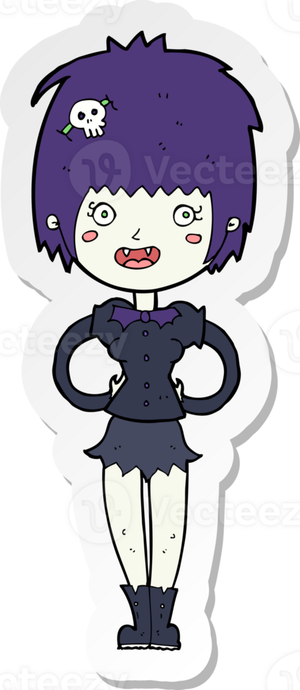 sticker of a cartoon happy vampire girl png