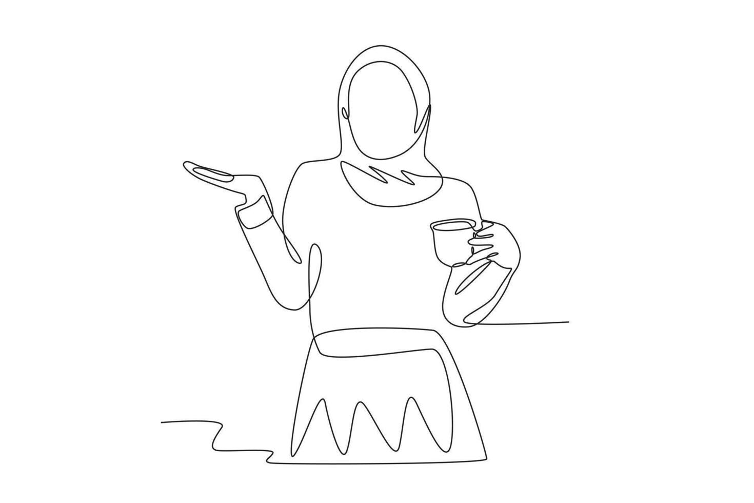 A woman breaks her fast alone vector